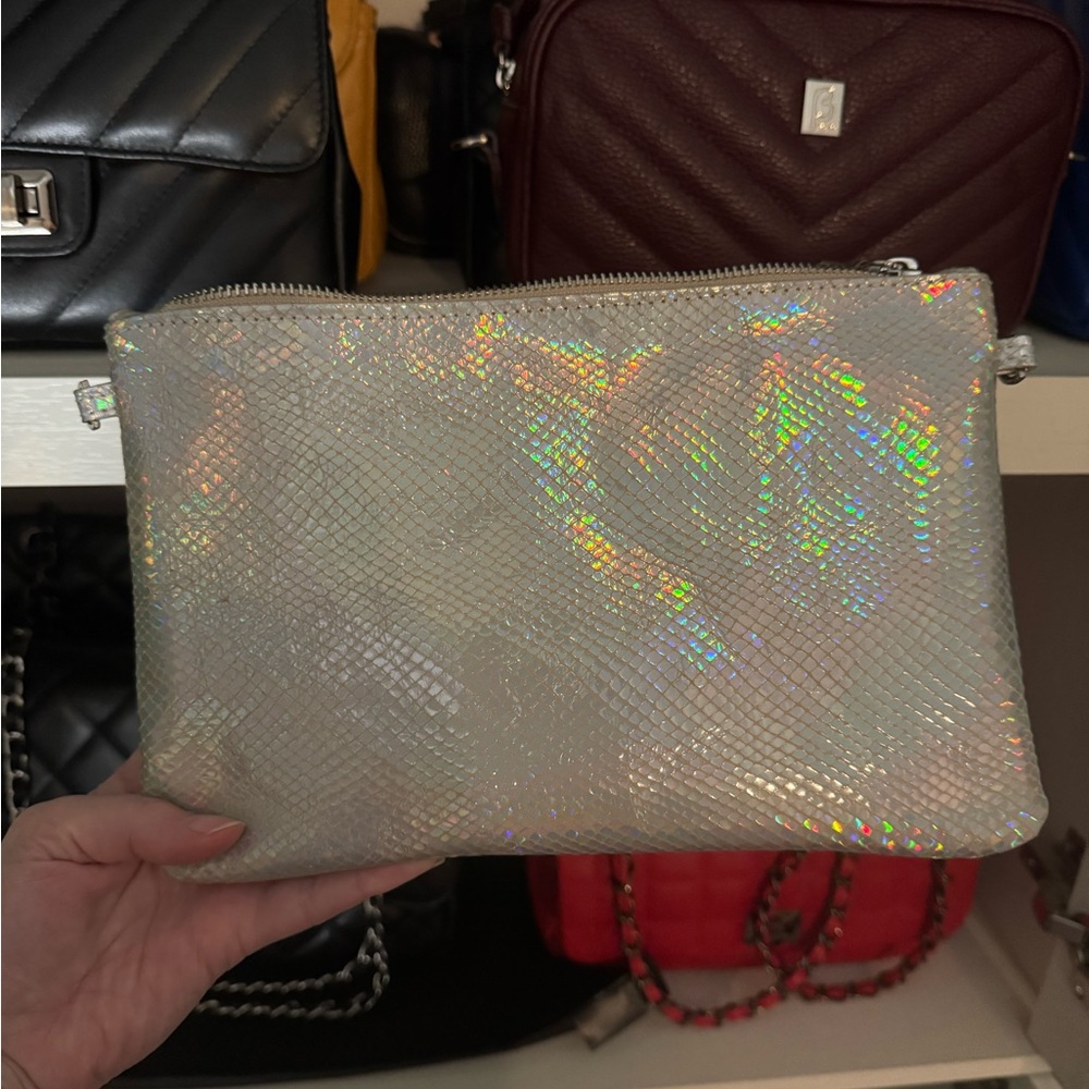 Holographic Silver Clutch by Virsa bag